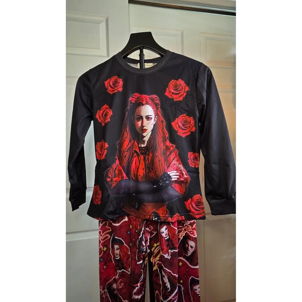 LingQiShiZu Kids Descendants The Rise of Red Pajama Set Black Red Size 150 NEW